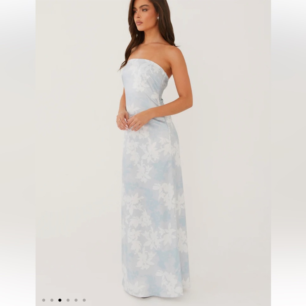 Peppermayo Strapless Light Blue Floral Dress